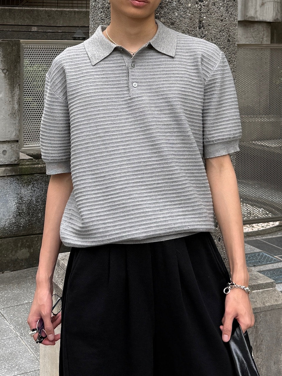 東京店WEB限定受注制【Chikashitsu +】Dry-Touch Rib Knit Polo (2color)