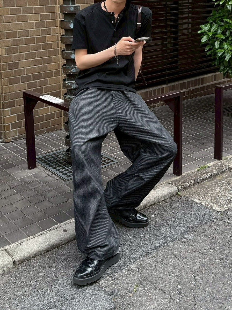 【Chikashitsu +】henry neck half sleeve tee (3color) / 【チカシツプラス】ヘンリーネック半袖Tシャツ