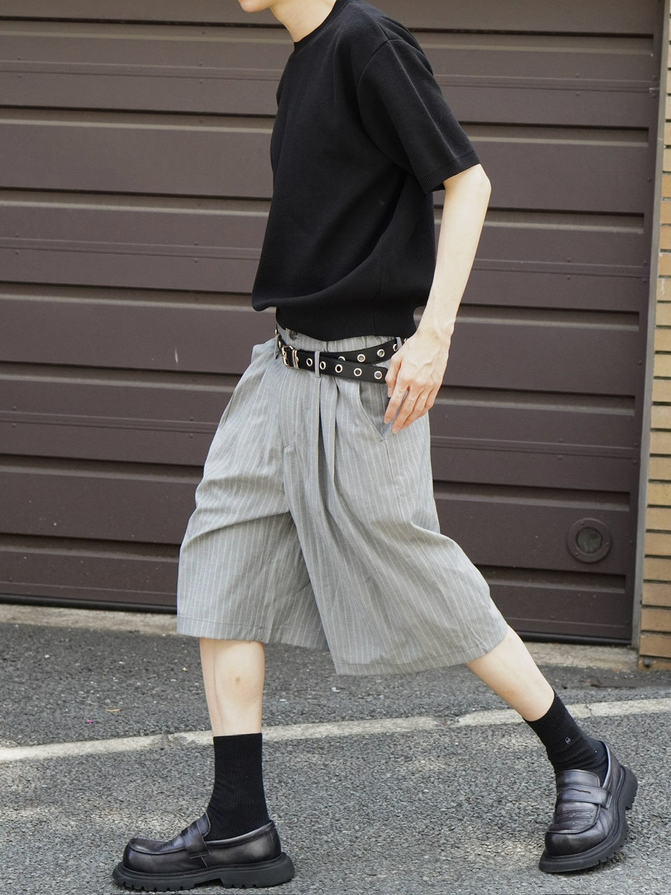 東京店WEB限定受注制【Chikashitsu +】stripe bermuda pants (2color)