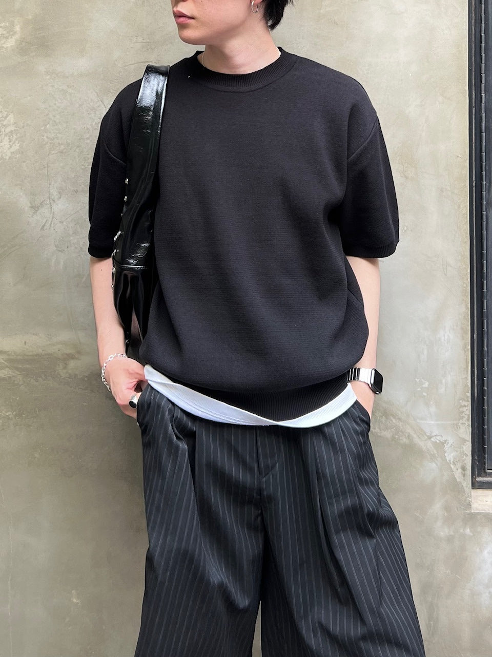 東京店WEB限定受注制【Chikashitsu +】crew neck cotton knit (3color)