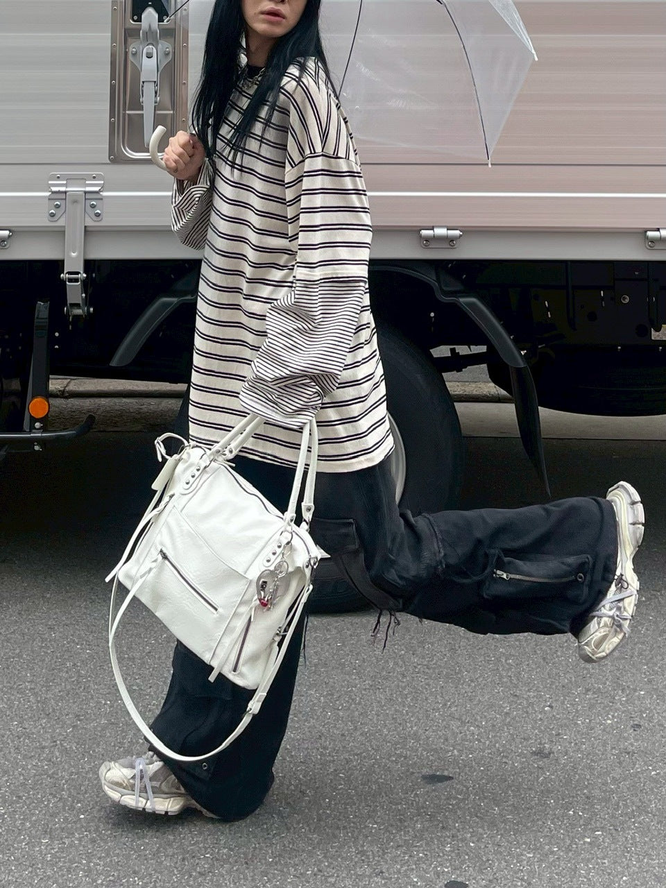 【Chikashitsu +】oversized layered border washed long sleeve / 【チカシツプラス】オーバーサイズウォッシュドレイヤードボーダー長袖Tシャツ(2color)