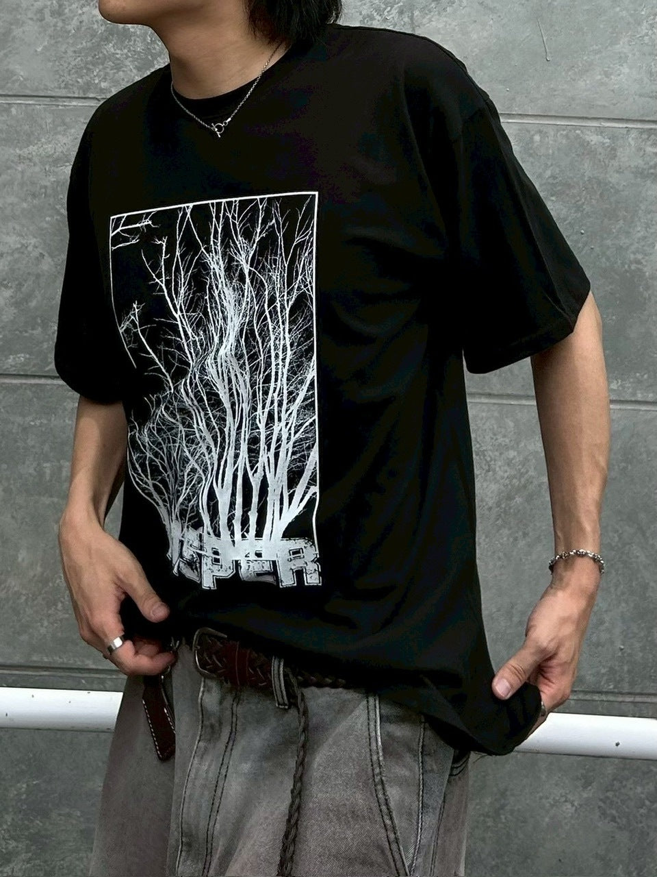 【Chikashitsu +】whisper tree t-shirt (3color) / 【チカシツプラス】ウィスパーツリープリント半袖Tシャツ