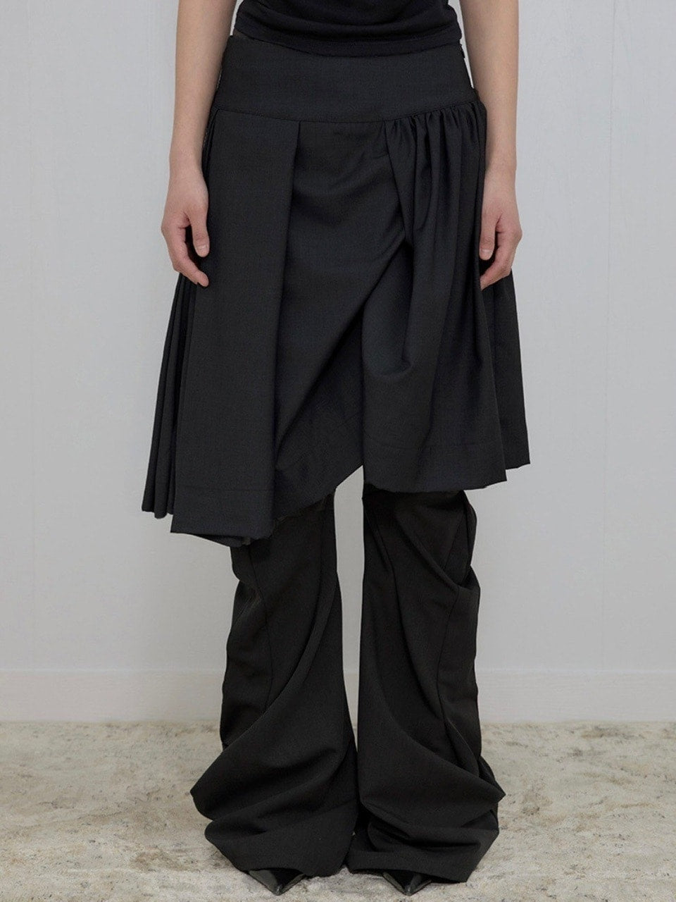 【FLAREUP】Asymmetrical Draped Midi Skirt