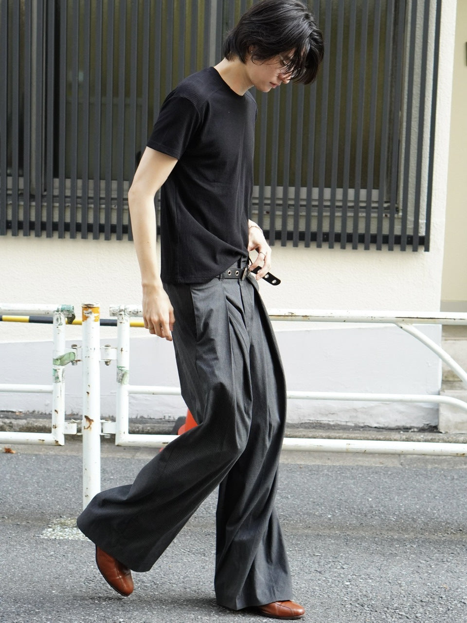 東京店WEB限定受注制【Chikashitsu +】cropped rib knit tee (3color)