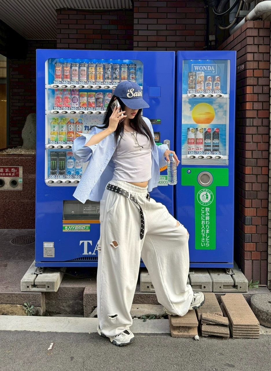 【Chikashitsu +】full length damage sweat pants / 【チカシツプラス】フルレングスダメージスウェットパンツ (3color)