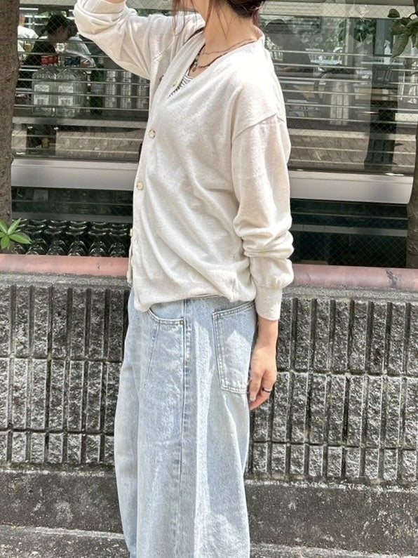 東京店WEB限定【Chikashitsu +】cropped linen knit cardigan / 【チカシツプラス】クロップドリネンニットカーディガン (3color)