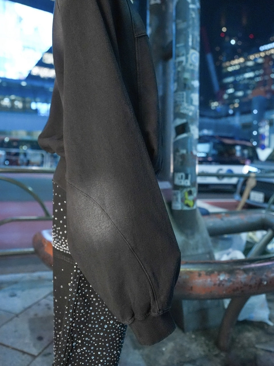 【NMTXU】rhinestone design zip parka / 【エヌエムティーエックスユー】ラインストーンデザインダブルジップパーカー