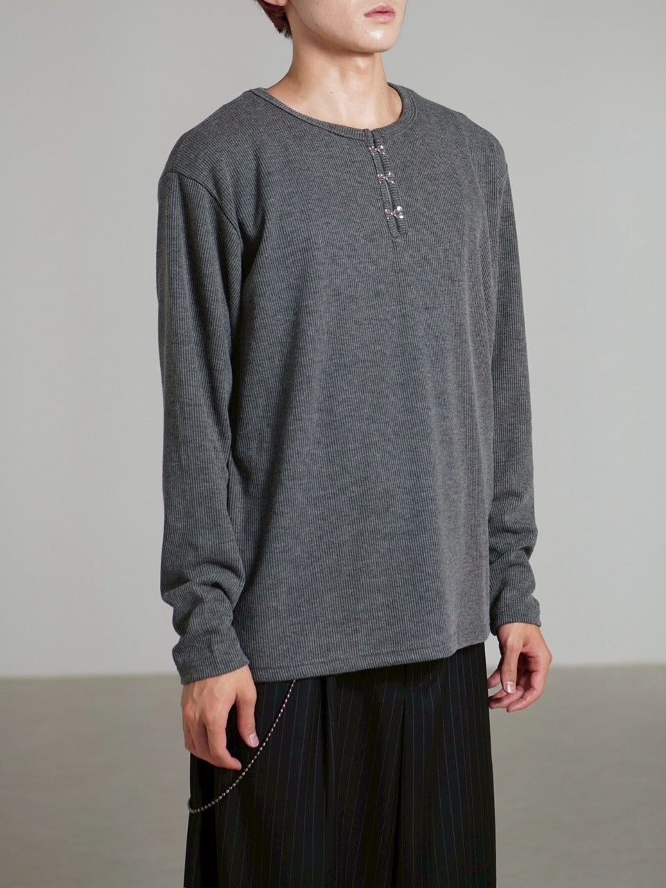 受注制【Chikashitsu +】front hook long sleeve knit / 【チカシツプラス】フロントフック長袖ニット (4color)