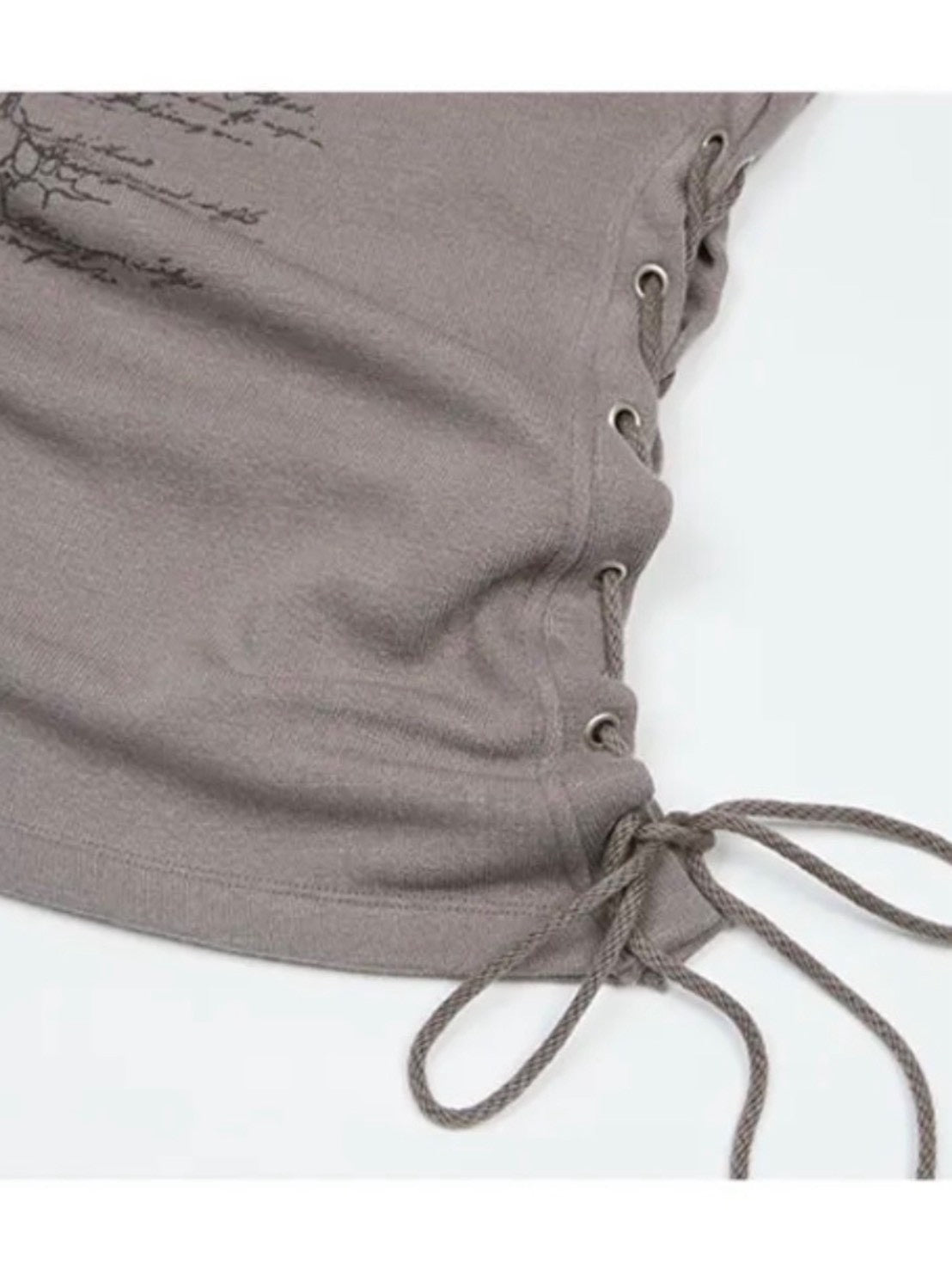 【NOT KNOWING】Fur Off Shoulder Lace Up Top