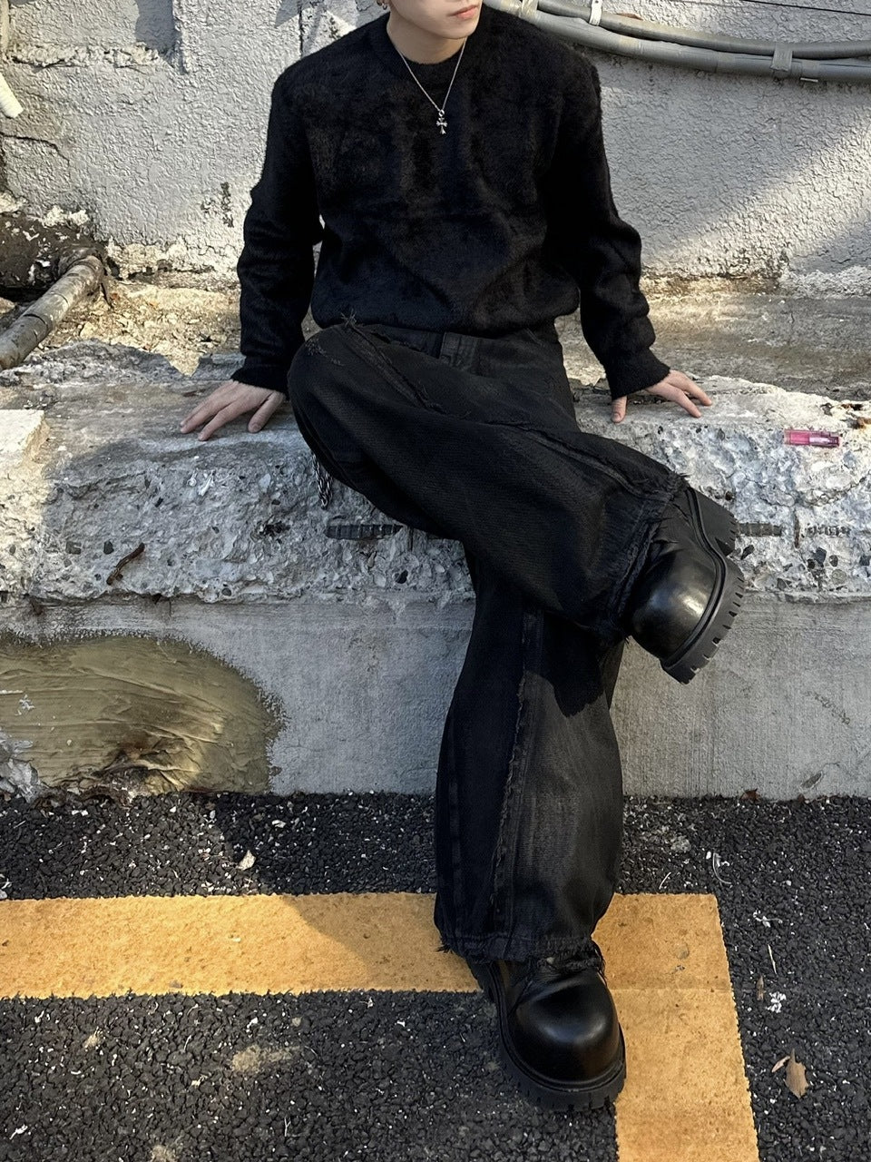 大阪店WEB限定受注制【Chikashitsu +】cropped hairy knit / 【チカシツプラス】クロップドヘアリーニット (3color)