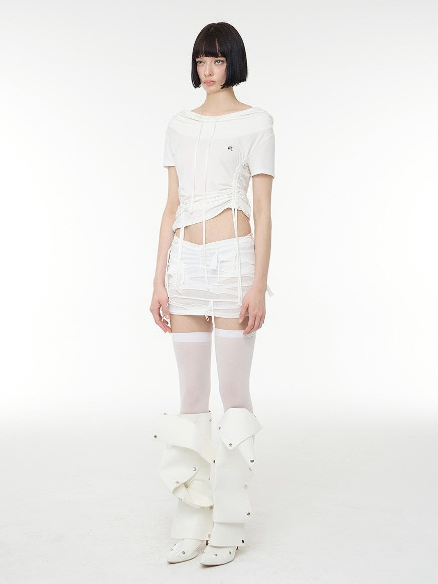 【ROCK CAKE】Shirring Hoodie Top