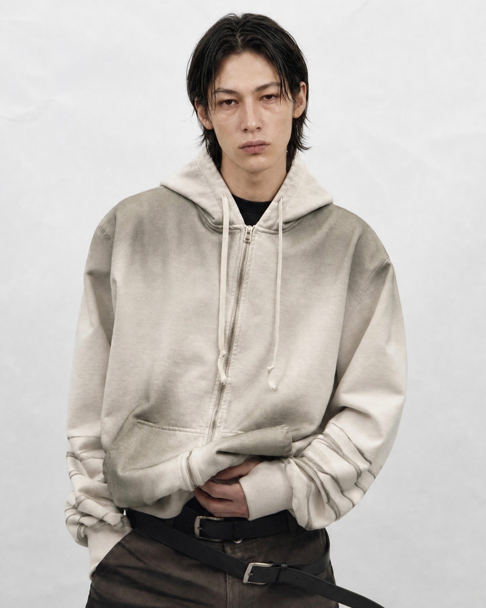 【BLR BLUER】Faded Layer Hoodie Zip-Up Jacket