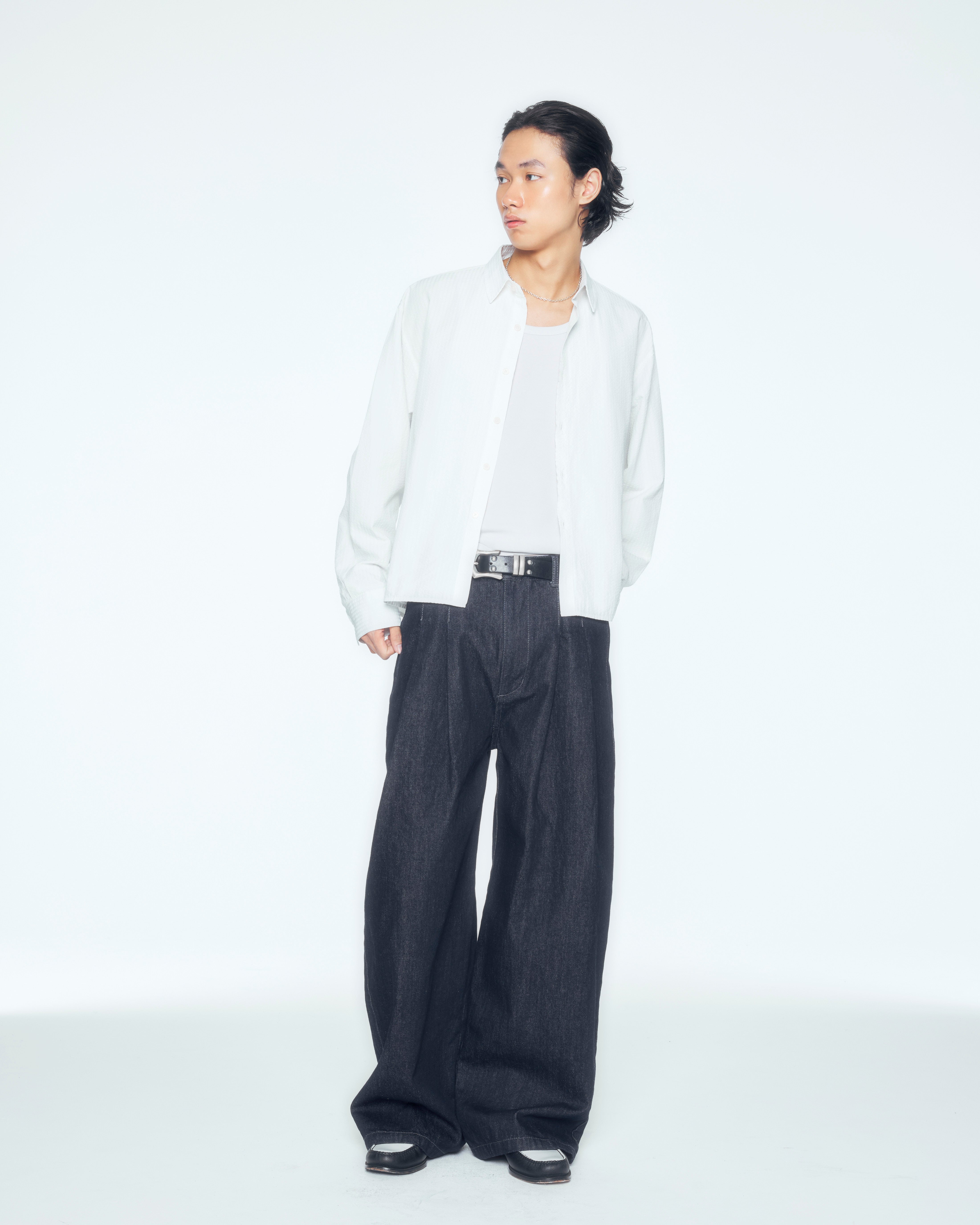 CS シャツ　ブルーCROPPED STRIPE BUTTON UP SHIRT CS】CROPPED STRIPE BUTTON UP SHIRT – PRESSING WEB SHOP