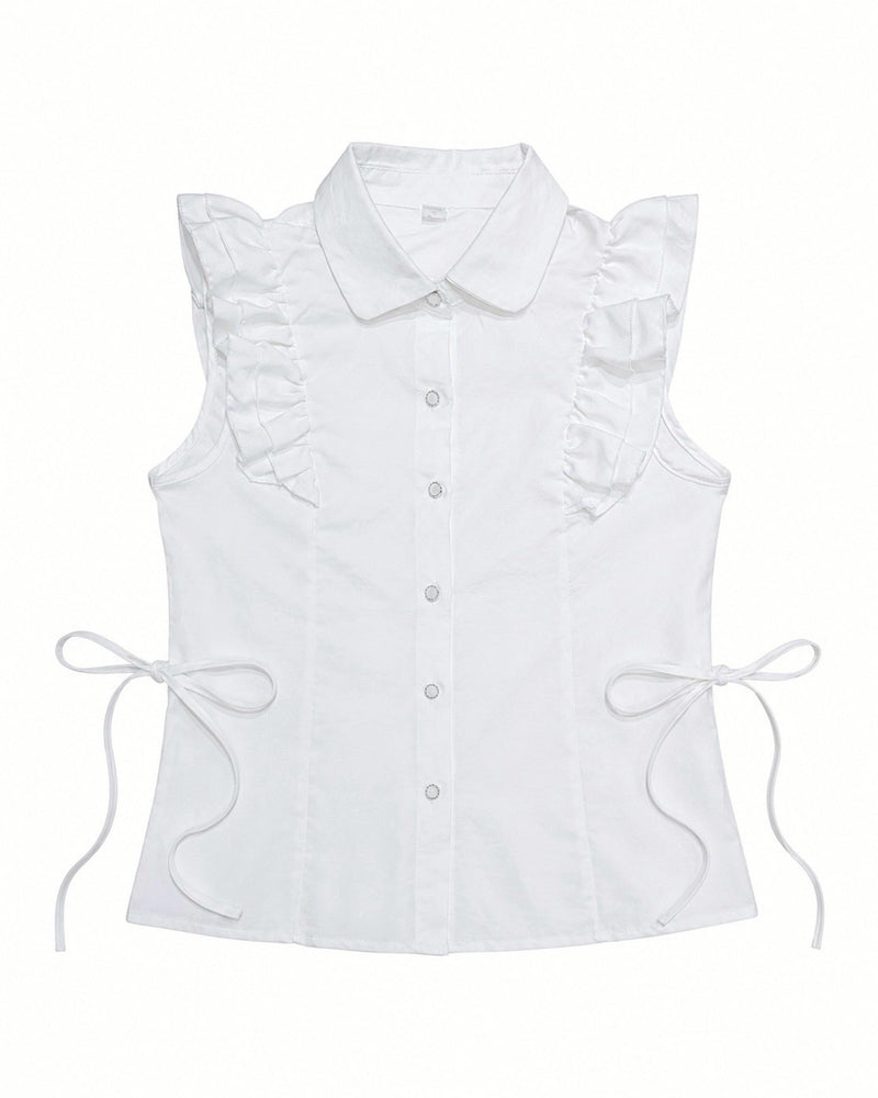 渋谷109店WEB限定受注制【nmtc+】Shirring Frill Sleeveless Blouse