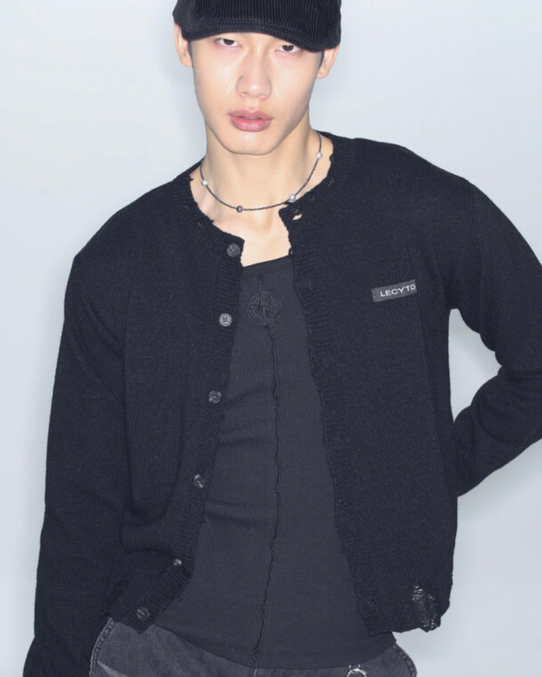 【LECYTO】Destroyed Round Wool Knit Cardigan
