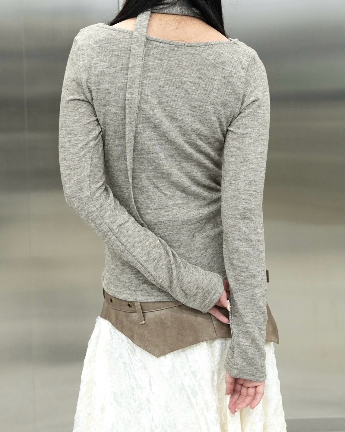 受注制【Never mind the XU】Draped ruched tie set top (4color)