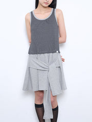 6/8 21:00発売【TUOMIO】STRIPE TIE DRESS
