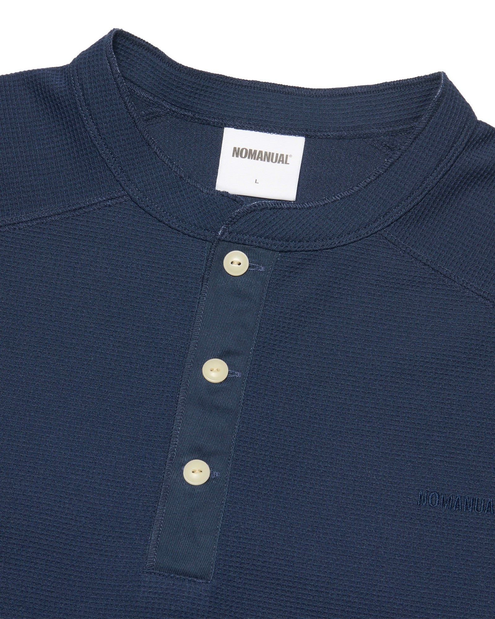 【NOMANUAL】NM HENLEY NECK WAFFLE LONG SLEEVE TEE