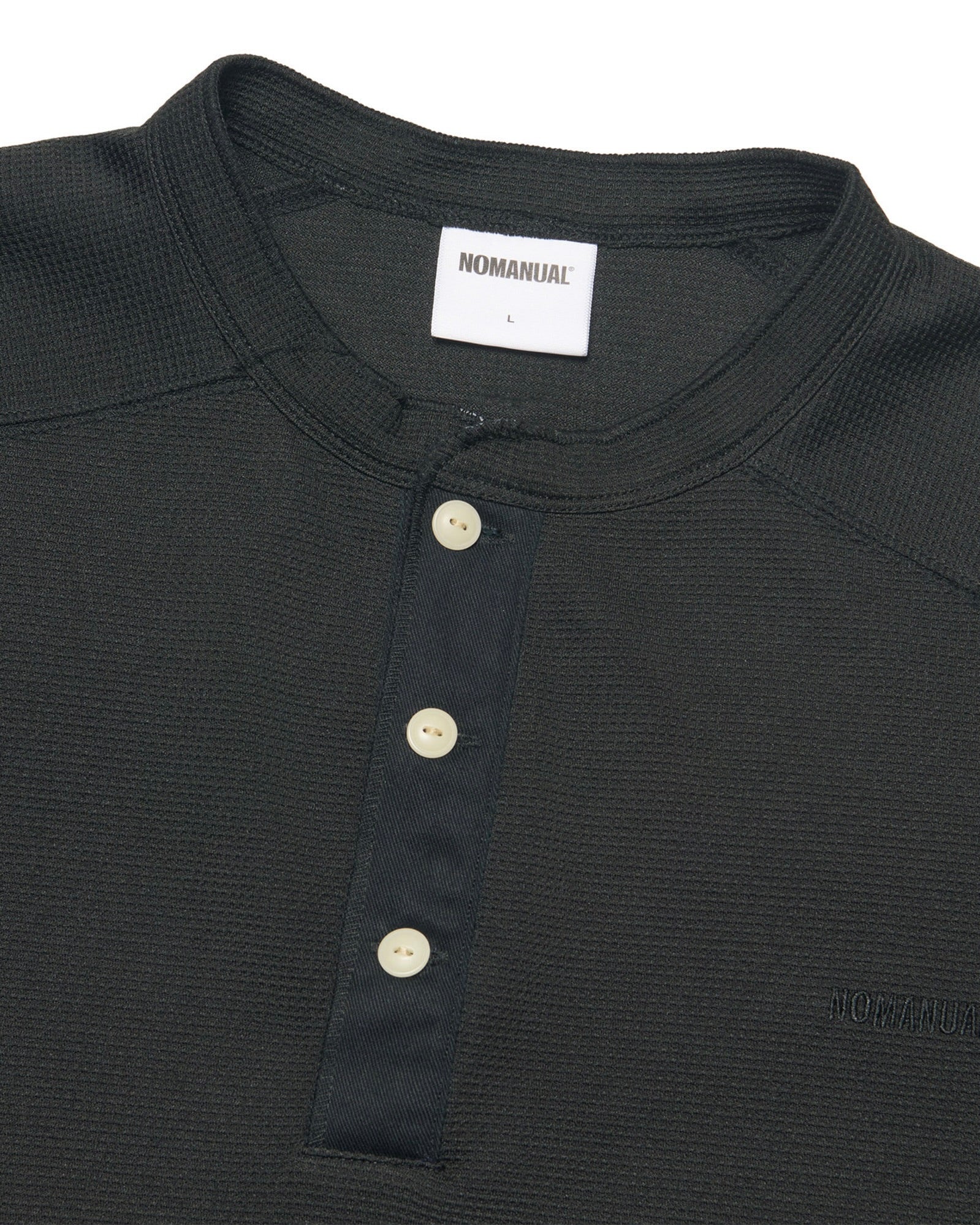 【NOMANUAL】NM HENLEY NECK WAFFLE LONG SLEEVE TEE