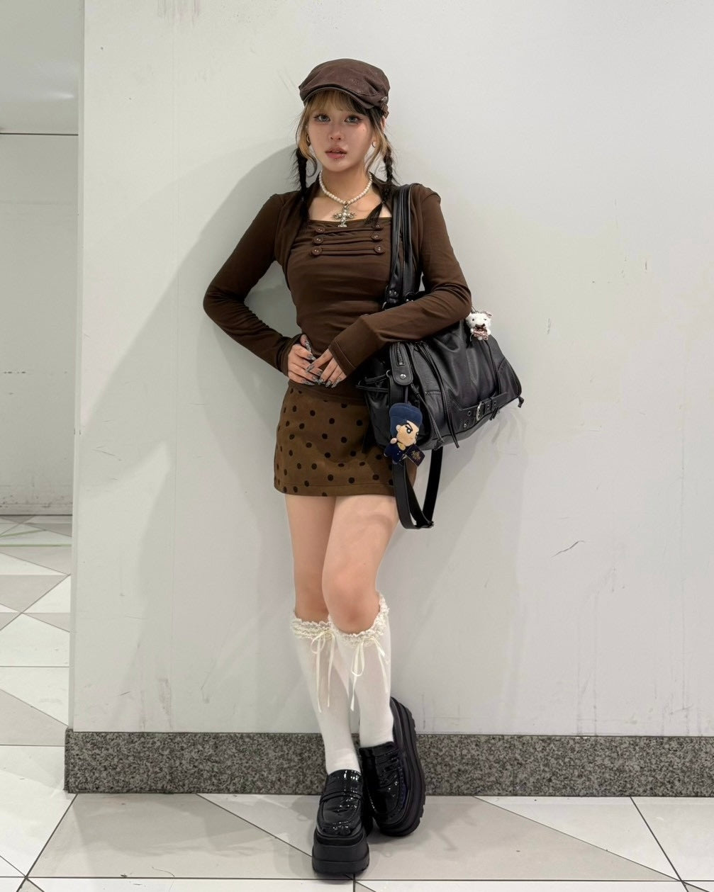 大阪店 WEB限定 受注制【Never mind the XU】Dot Muse Mini Skirt