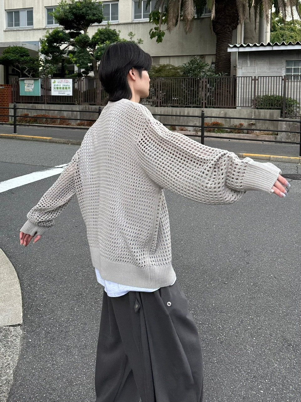 受注制【Chikashitsu +】lib mesh knit (3color) / 【チカシツプラス】リブメッシュ長袖ニット
