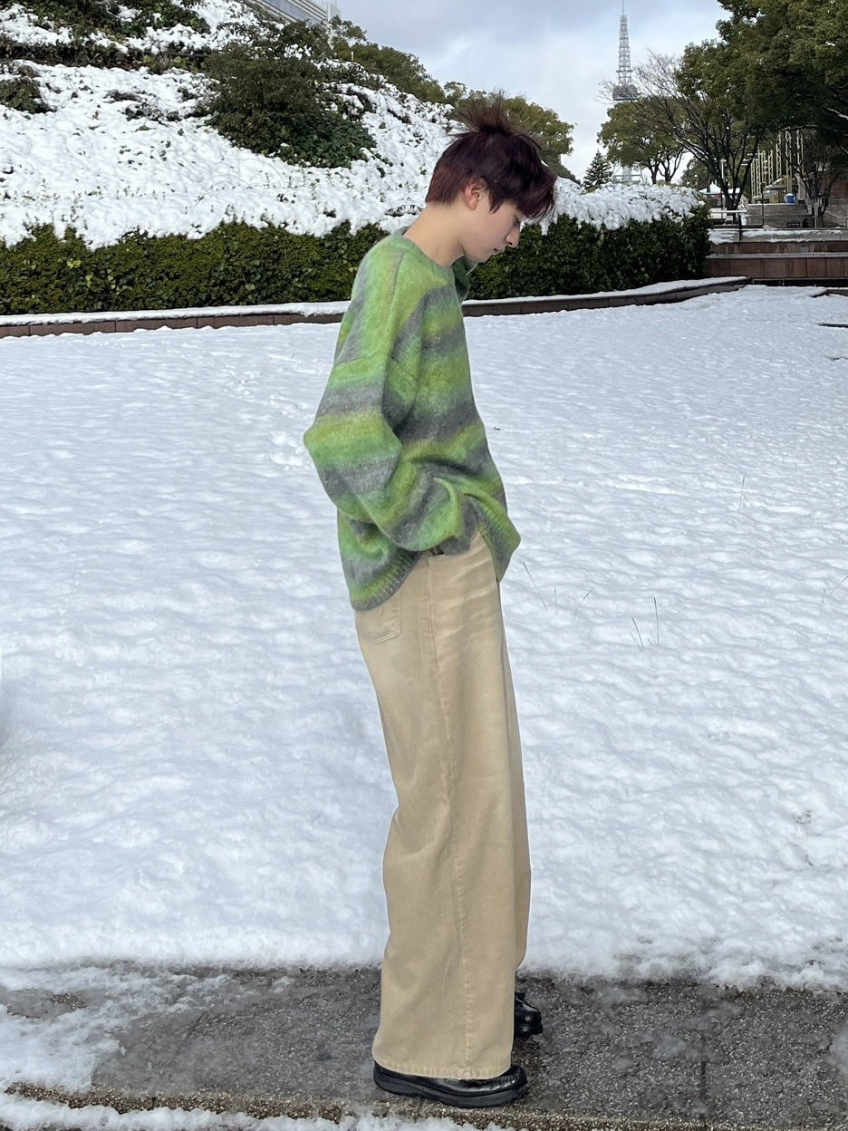 受注制【Chikashitsu +】vintage wash wide corduroy pants (2color)