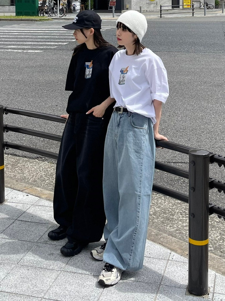 【Chikashitsu +】snap button denim pants (2color)