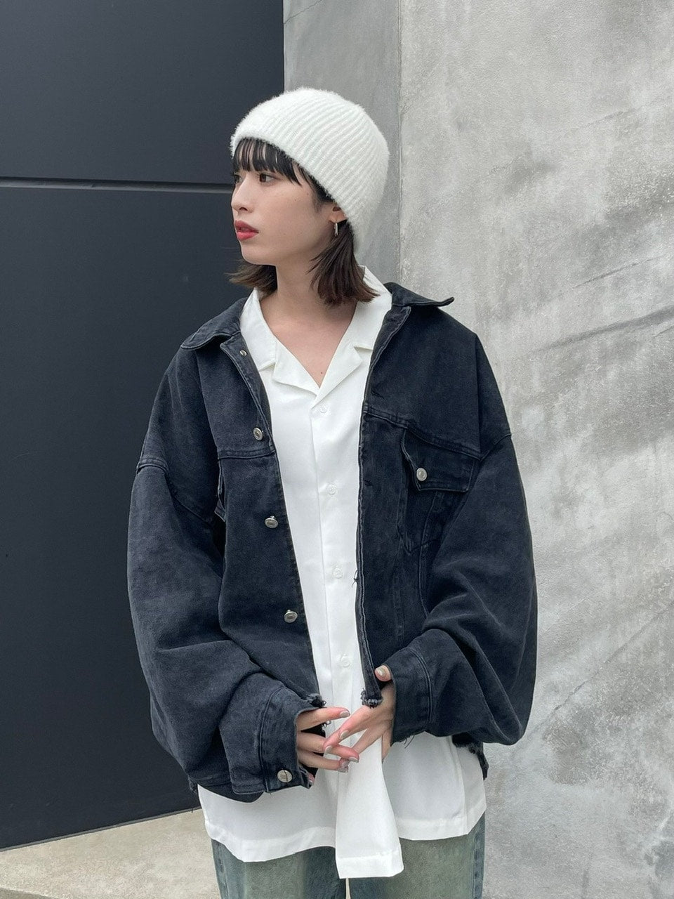 大阪店WEB限定受注制【Chikashitsu +】cutting cropped denim jacket
