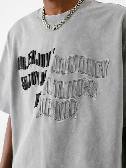 【MR. ENJOY DA MONEY】Cutting font short sleeves