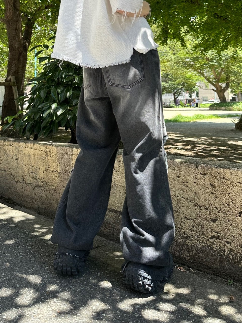 大阪店WEB限定【Chikashitsu +】vintage crash denim pants (2color)