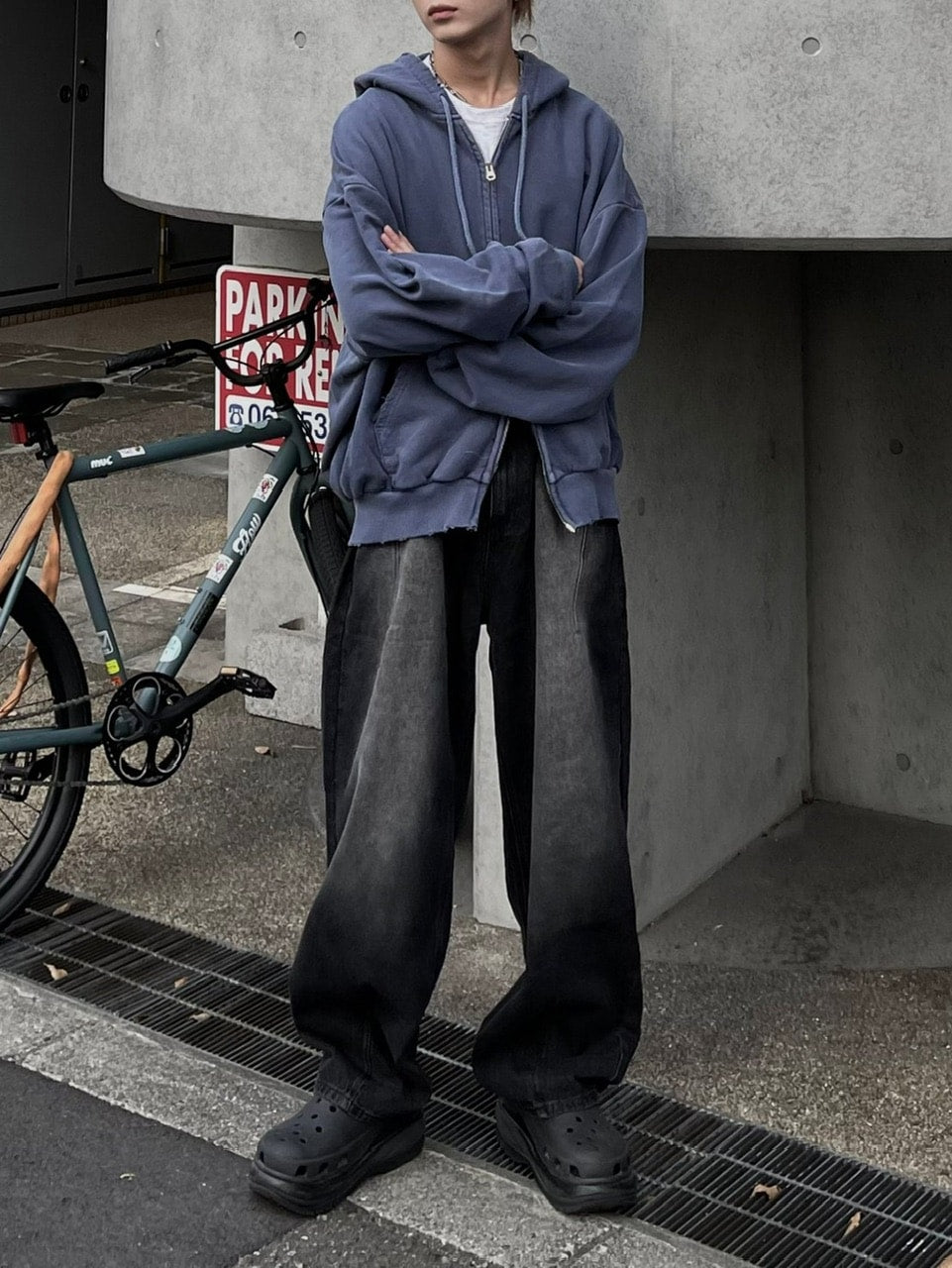 大阪店WEB限定受注制【Chikashitsu +】damage zip up hoodie (3color) / 【チカシツプラス】ダメージ長袖ジップアップパーカー