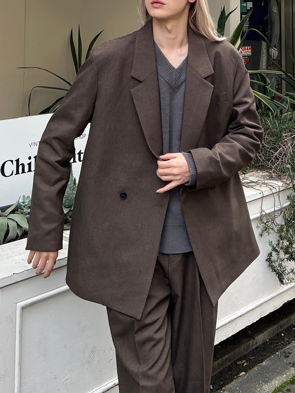 受注制【Chikashitsu +】set up overfit double jacket (3color)