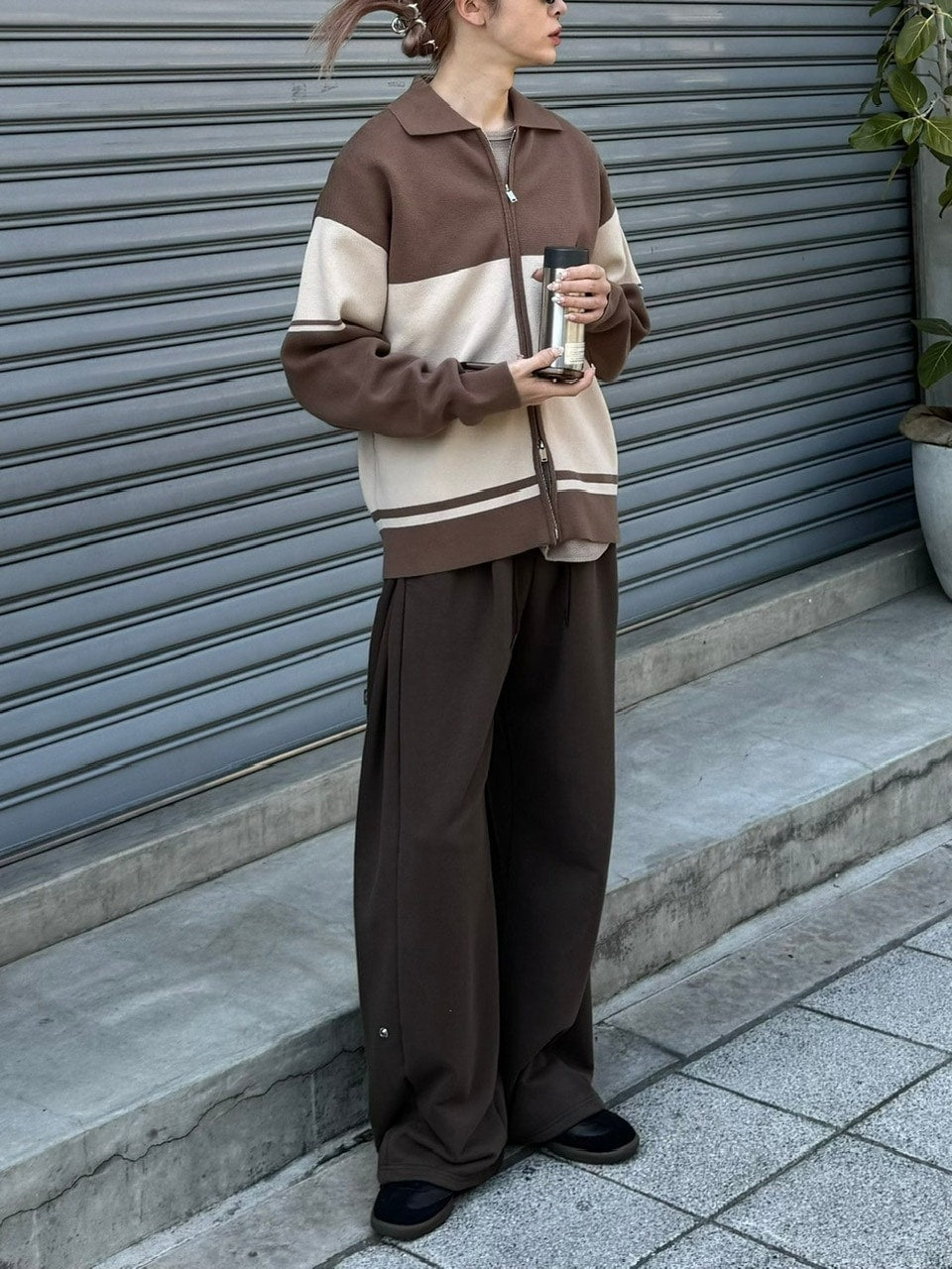 受注制【Chikashitsu +】snap button buggy sweat pants (3color) / 【チカシツプラス】スナップボタンバギースウェットパンツ