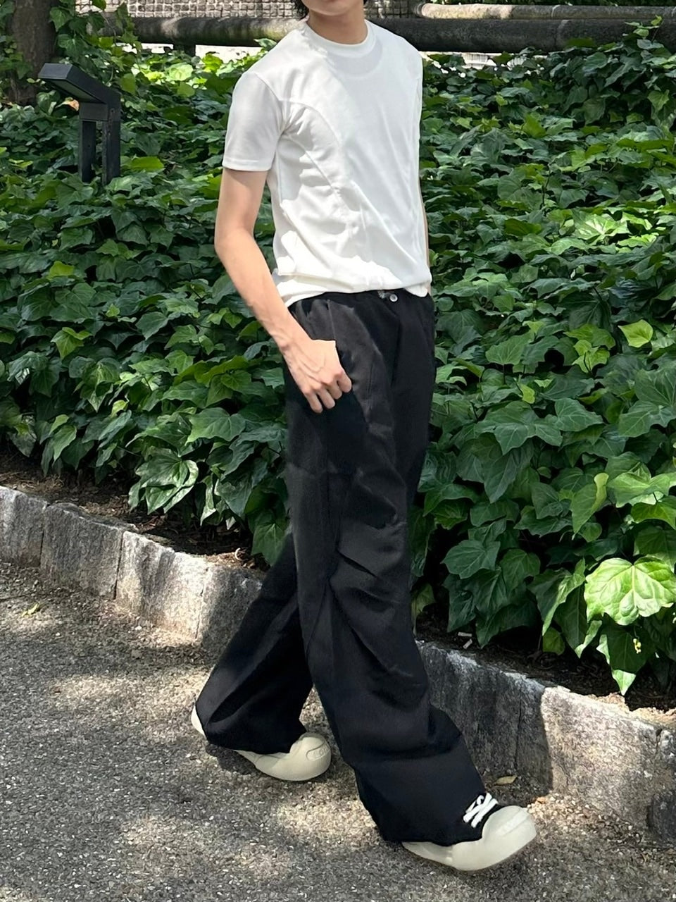 【Chikashitsu +】pattern design slacks (2color)
