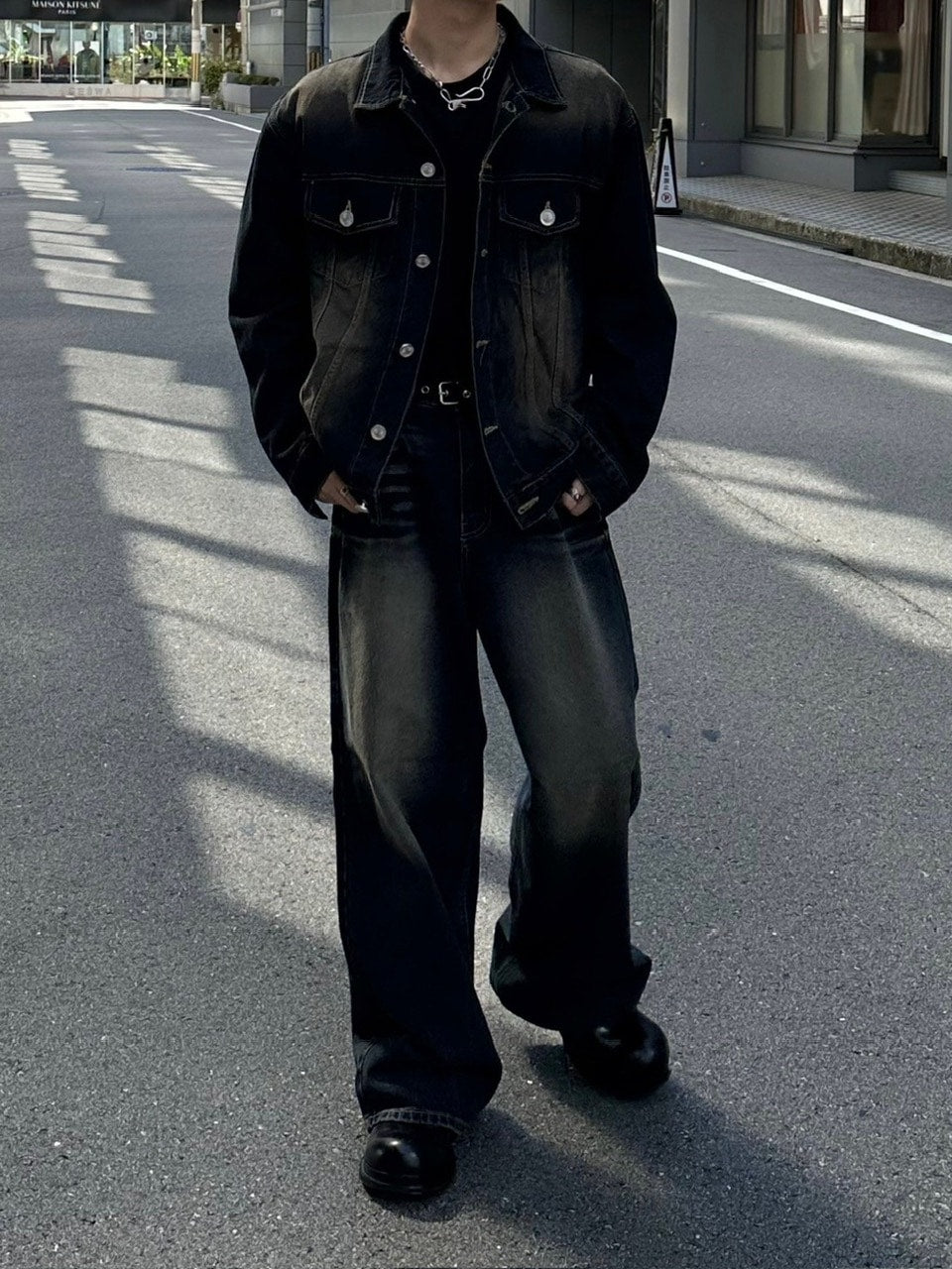 受注制【Chikashitsu +】vintage wash denim jacket 2 (2color)