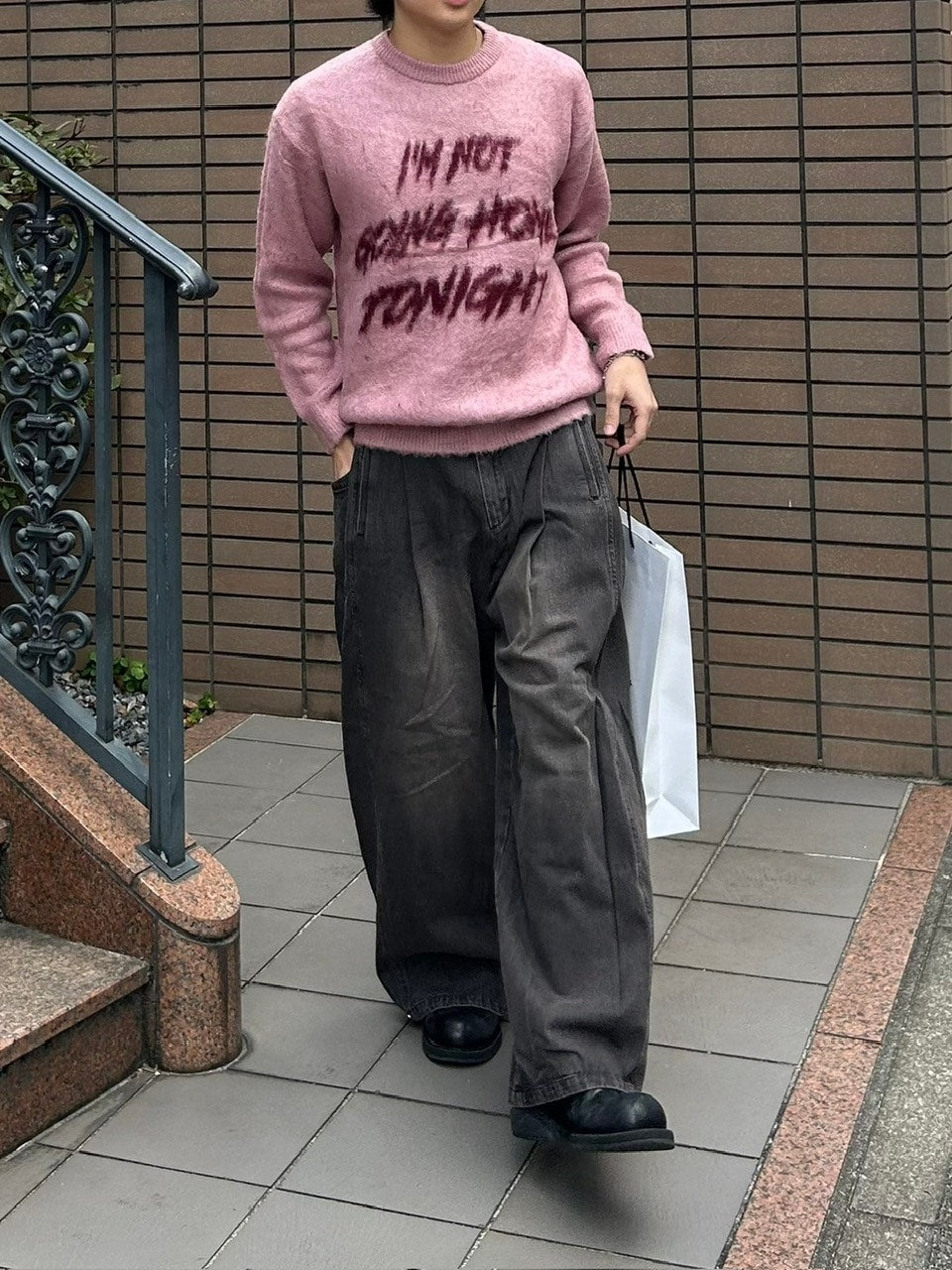 受注制【Chikashitsu +】unisex slogan knit (4color)