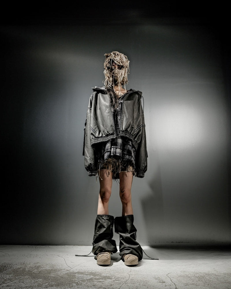 【DIG YOUR OWN GRAVE】LEATHER ZIP HOODY / 【ディグユアオウングレイブ】レザージップアップ長袖パーカー