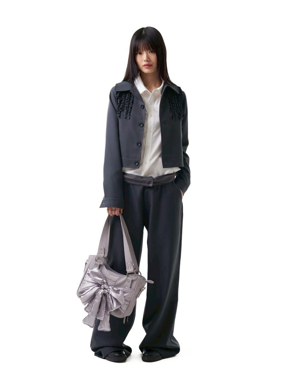 【IUGAMAKARAS】Laced Ribbon Leather Shoulder Bag