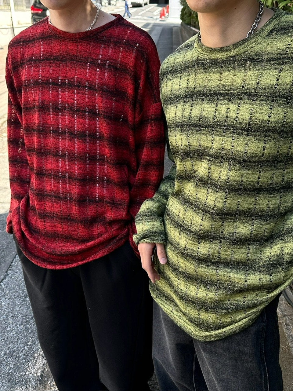 【Chikashitsu +】gradation border knit (5color) / 【チカシツプラス】グラデーションボーダー長袖ニット
