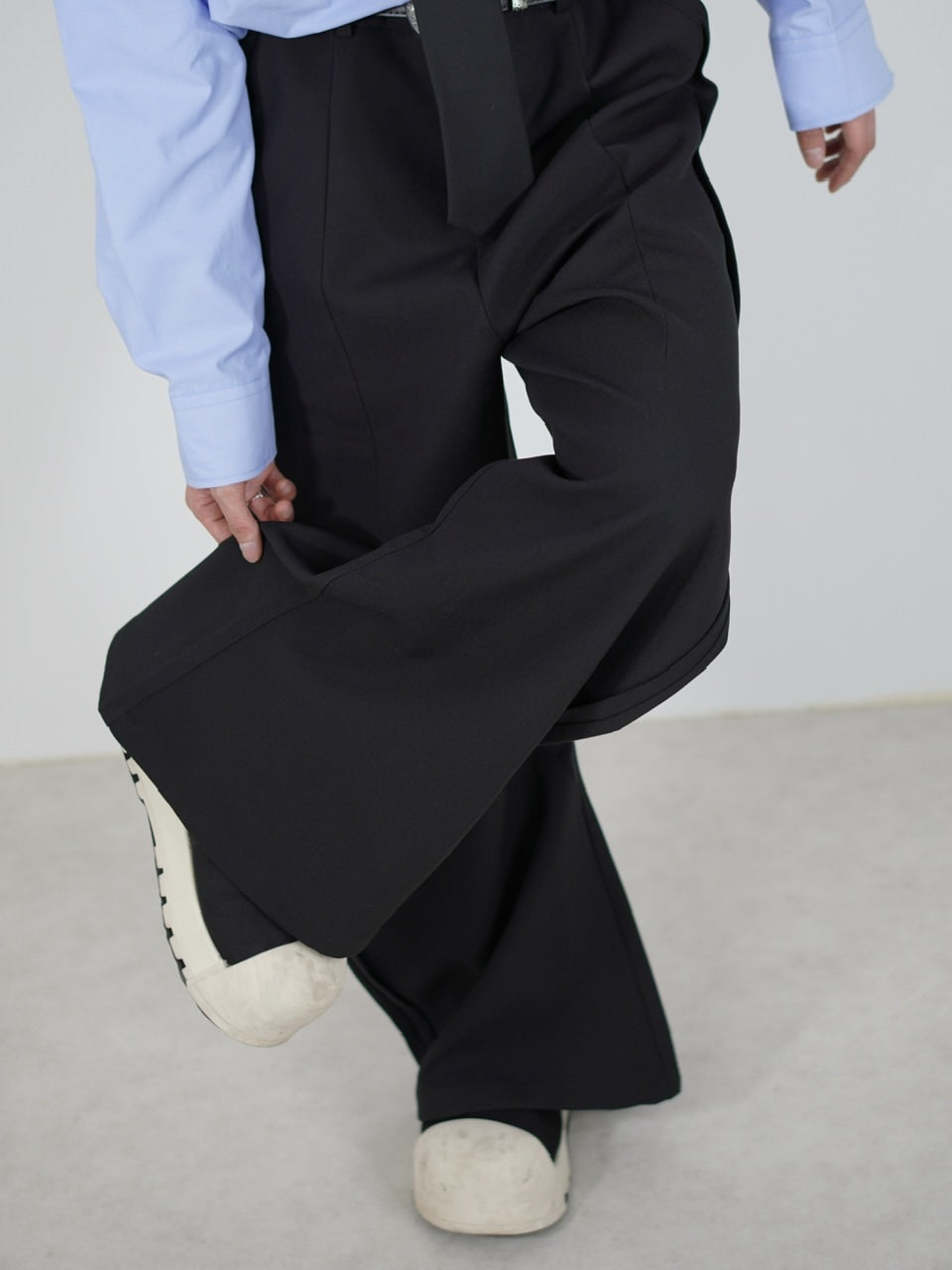 受注制【Chikashitsu +】side design wide slacks (2color)