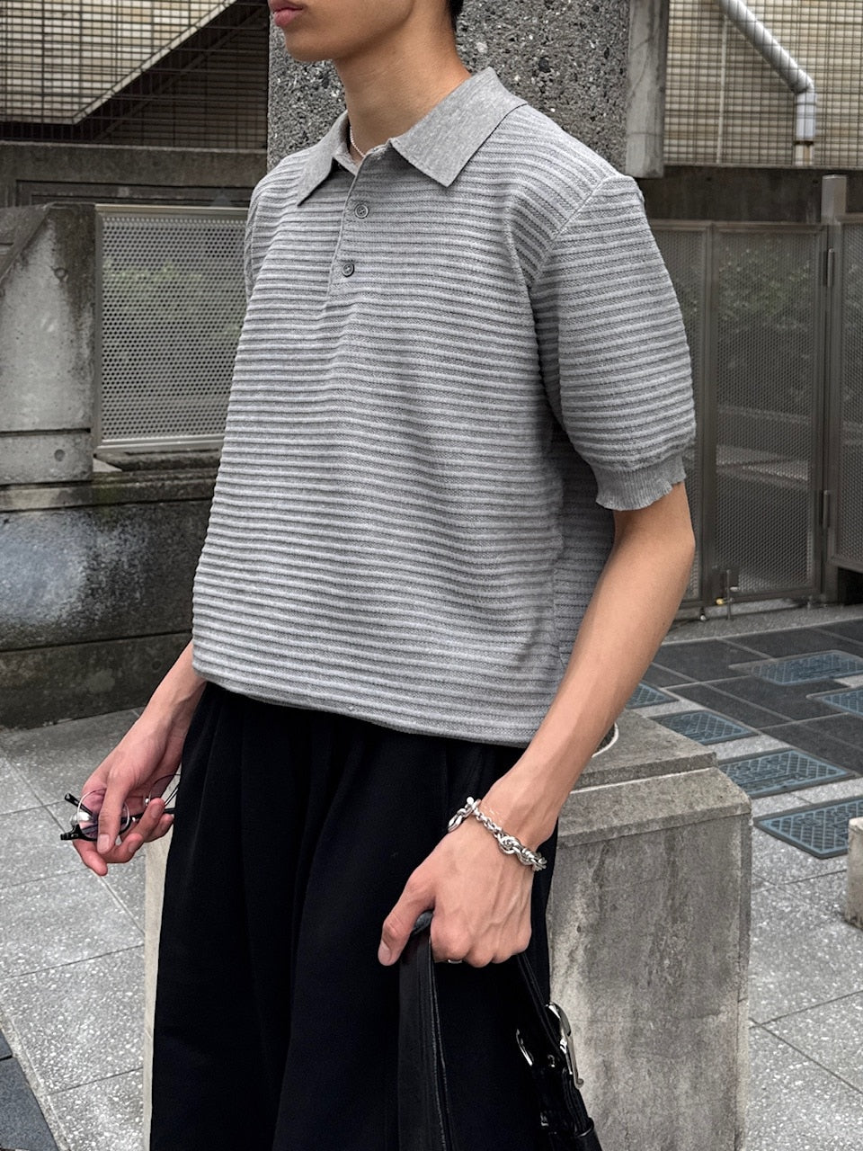 東京店WEB限定受注制【Chikashitsu +】Dry-Touch Rib Knit Polo (2color)