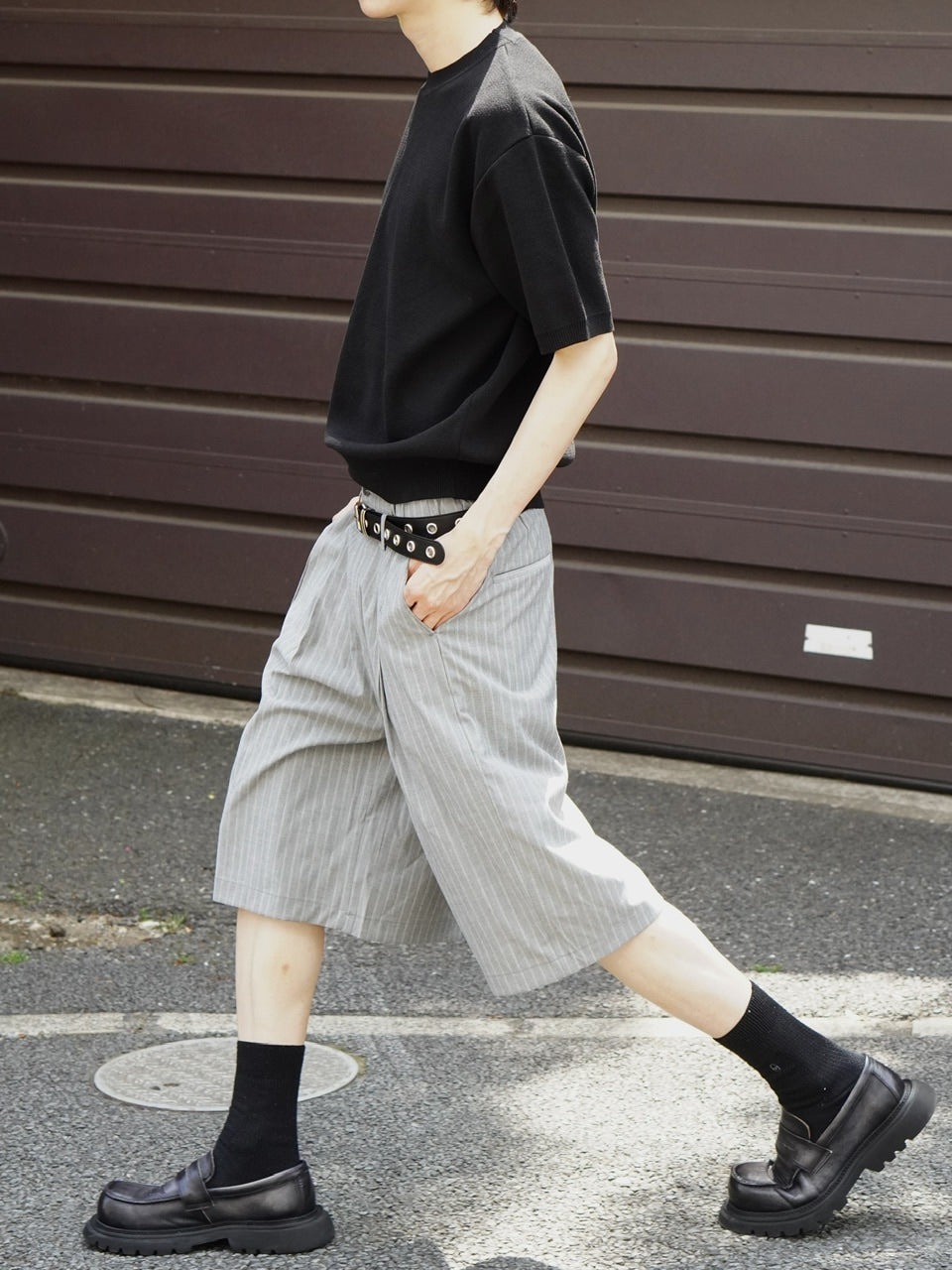 東京店WEB限定受注制【Chikashitsu +】stripe bermuda pants (2color