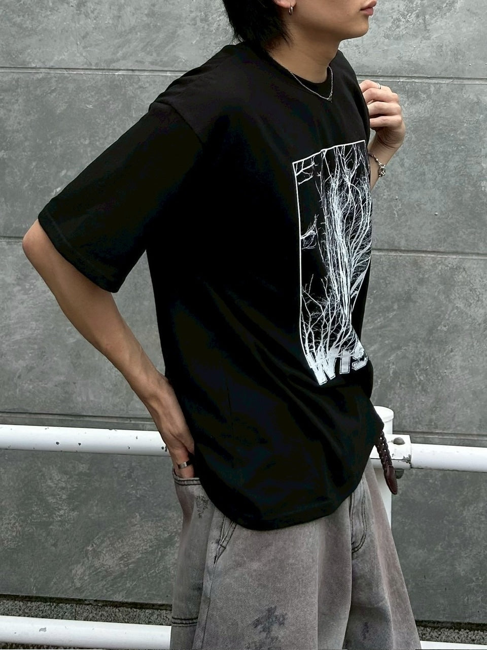 【Chikashitsu +】whisper tree t-shirt (3color) / 【チカシツプラス】ウィスパーツリープリント半袖Tシャツ