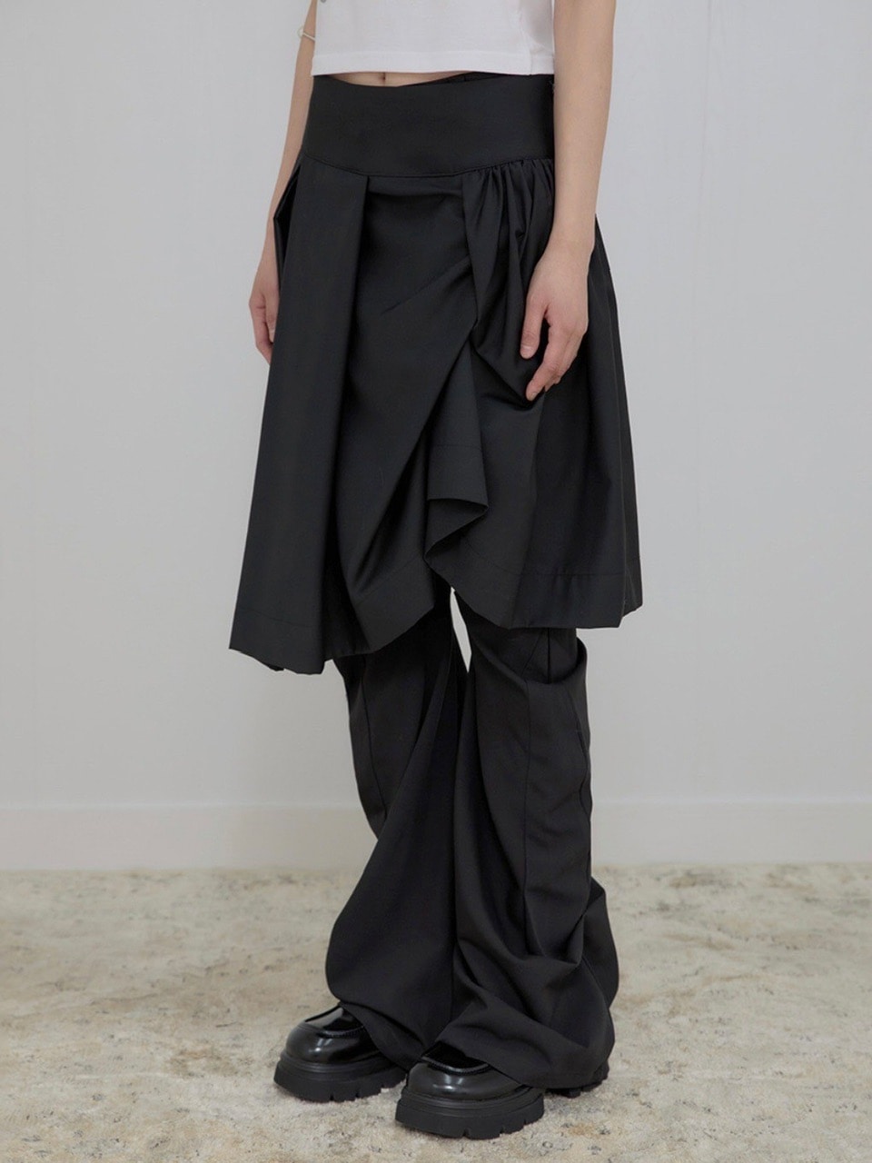 【FLAREUP】Asymmetrical Draped Midi Skirt