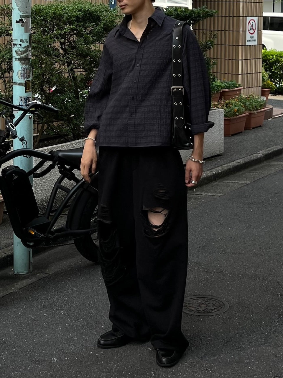 受注制【Chikashitsu +】full length crash sweat pants / 【チカシツプラス】フルレングスクラッシュスウェットパンツ (2color)