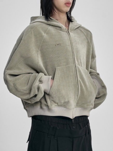 【AJOBYAJO】Corduroy Short Zip-Up Hoodie / 【アジョバイアジョ】コーデュロイショートジップアップパーカー