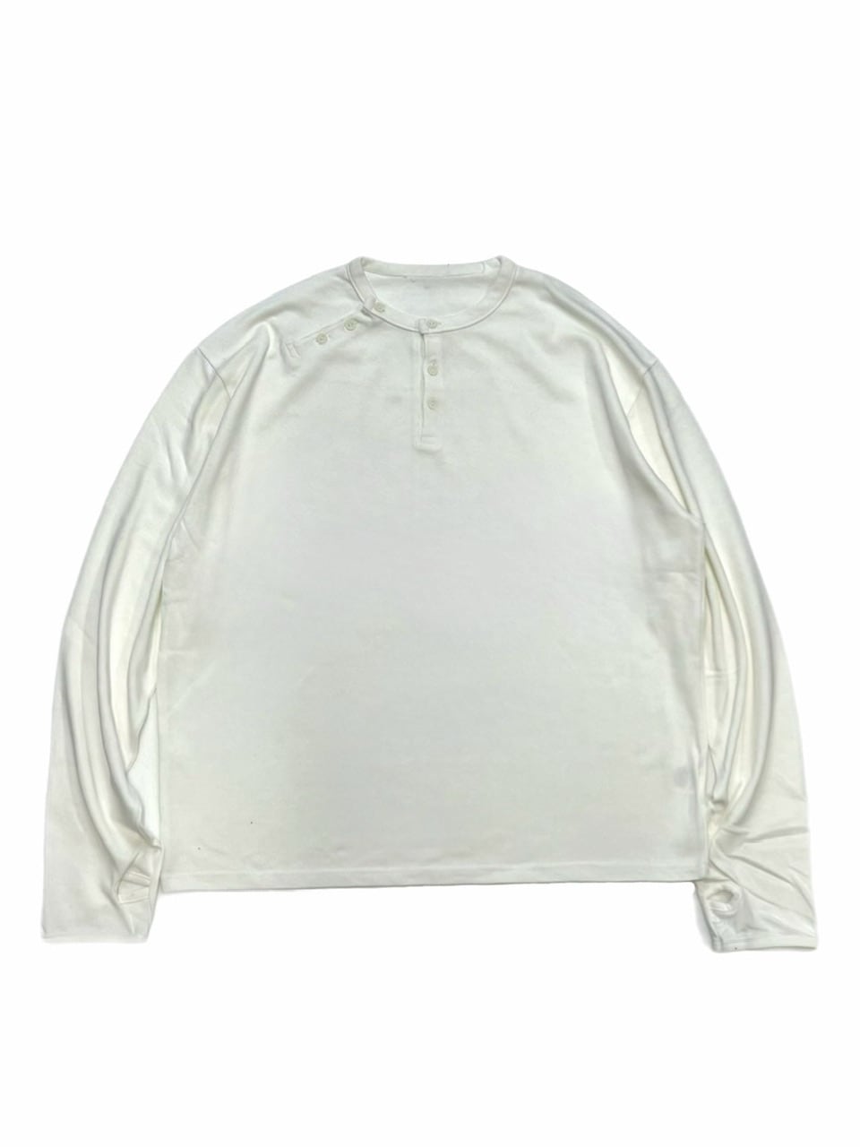 受注制【Chikashitsu +】double button henry neck long sleeve tee / 【チカシツプラス】ダブルボタンヘンリーネック長袖Tシャツ (4color)