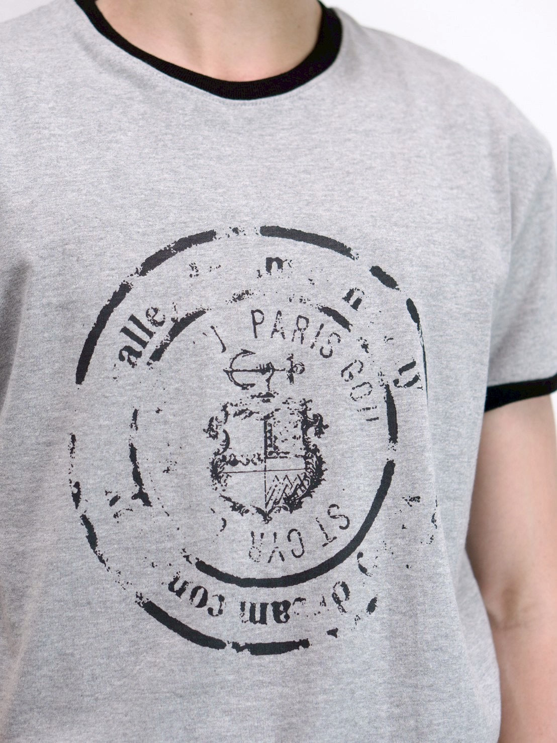 受注制【Chikashitsu +】stamp printing ringer tee (3color)
