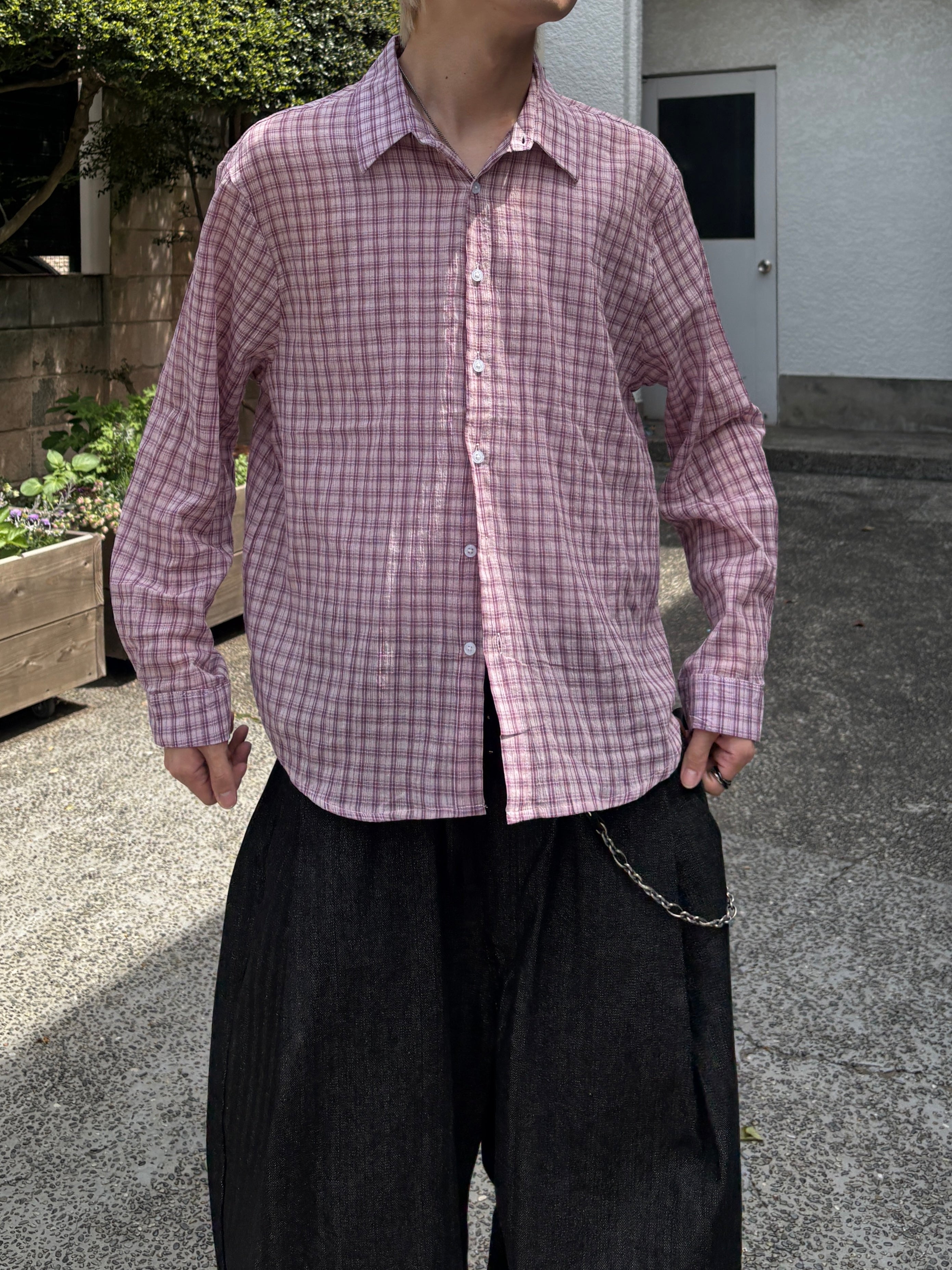 受注制【youll】sheer check shirt (3color)