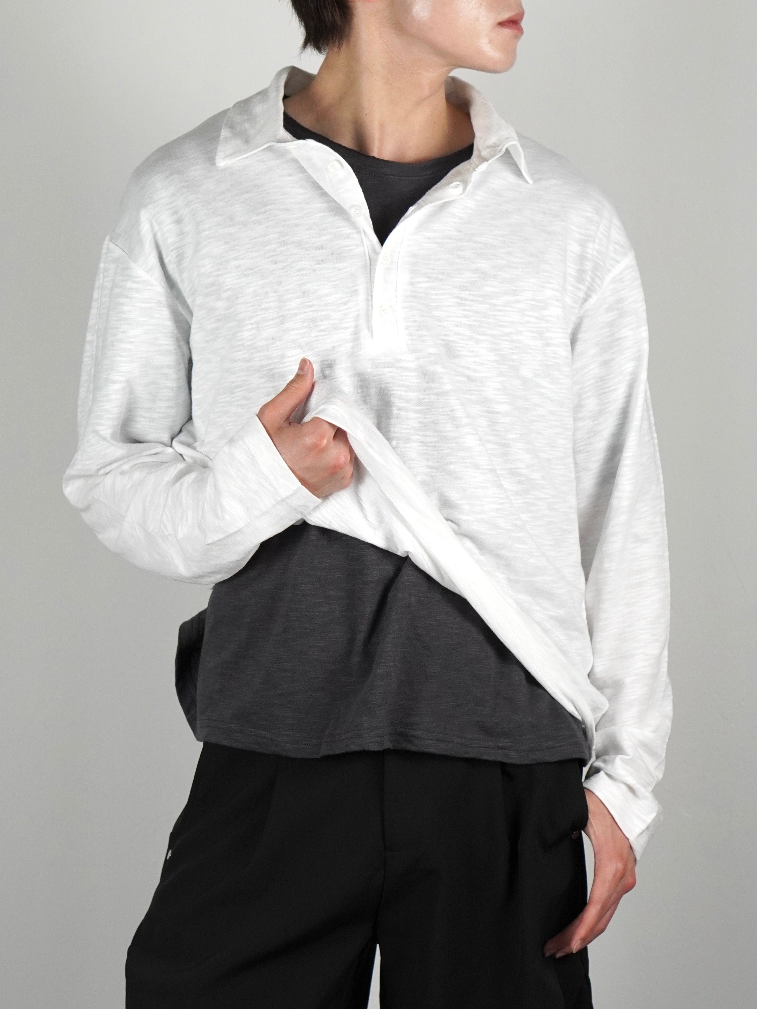 受注制【Chikashitsu +】sheer cotton polo long sleeve (3color)